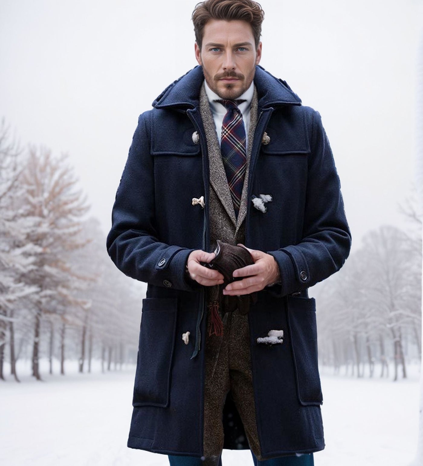 Herren eleganter Dufflecoat mit klassischem Design Aliams