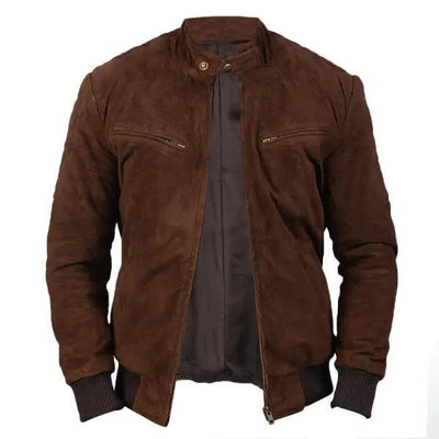 Herren zeitlose Wildlederjacke im modernen Biker-Schneid Aliams