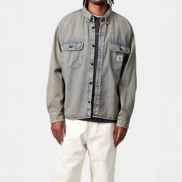 Herren lässige Jeansjacke mit praktischen Pattentaschen und klassischem Schnitt Aliams