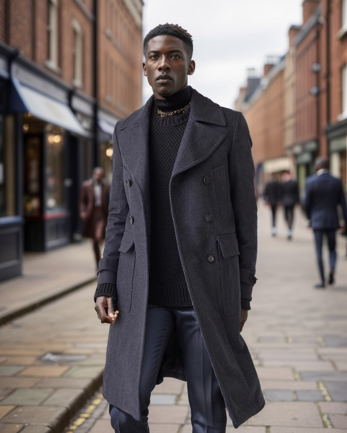 Herren eleganter Trenchcoat mit doppelter Knopfleiste Aliams