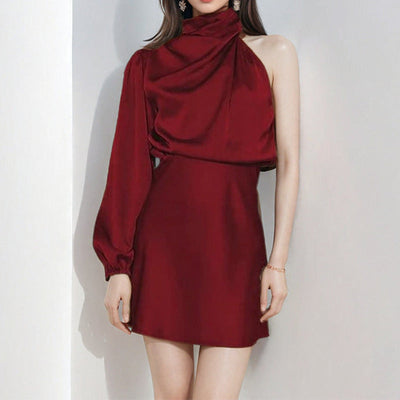 Janessa - Elegantes, asymmetrisches Minikleid mit einem Ärmel