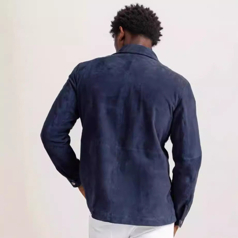 Herren Wildlederjacke mit modernem Stehkragen und praktischen Taschen Aliams