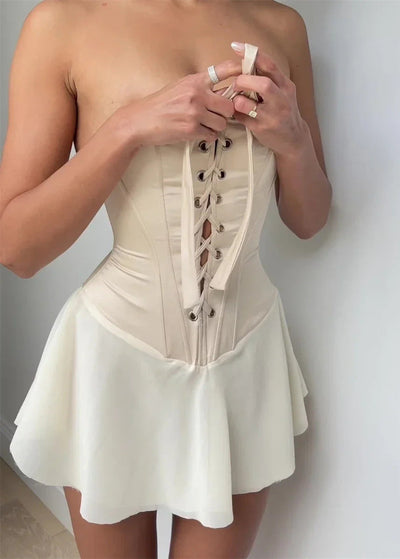 Damen Minikleid im Korsett-Design – ärmellos und enganliegend
