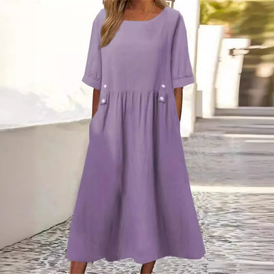 Hyacinth – Lässiges, locker geschnittenes Midikleid mit Taschen