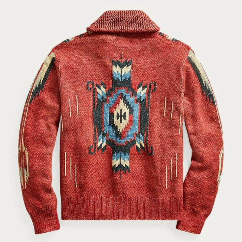 JACQUARD STRICKJACKE MIT REVERSKRAGEN