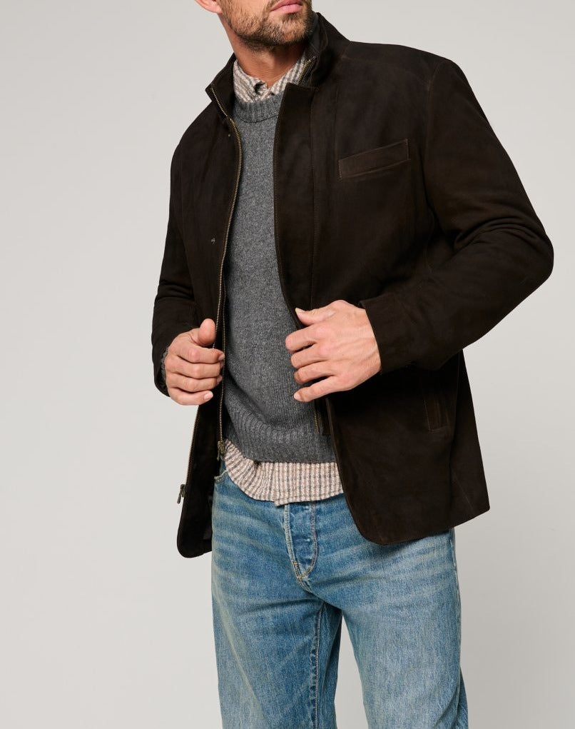 Herren Wildlederjacke mit modernem Schnitt und praktischen Taschen Aliams