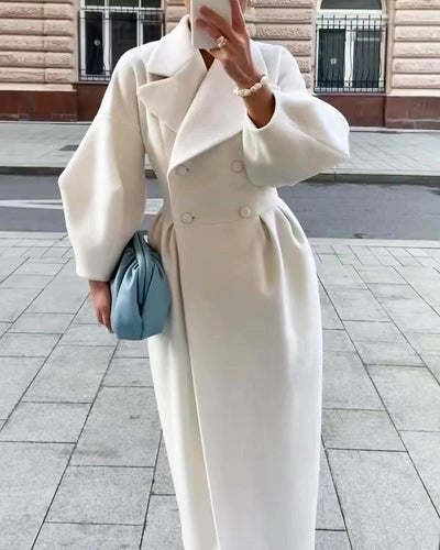 Eleganter langer Damen Trenchcoat – Reverskragen & Laternenärmel – Modern