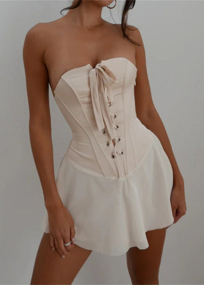 Damen Minikleid im Korsett-Design – ärmellos und enganliegend