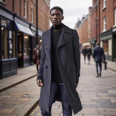 Herren eleganter Trenchcoat mit doppelter Knopfleiste Aliams