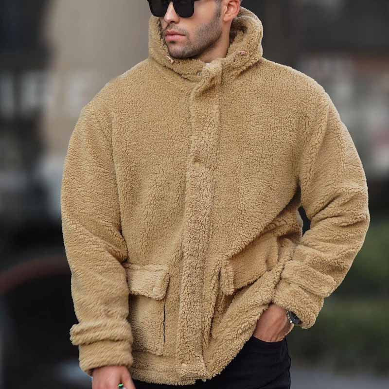 Herren kuschelige Teddyfelljacke Aliams