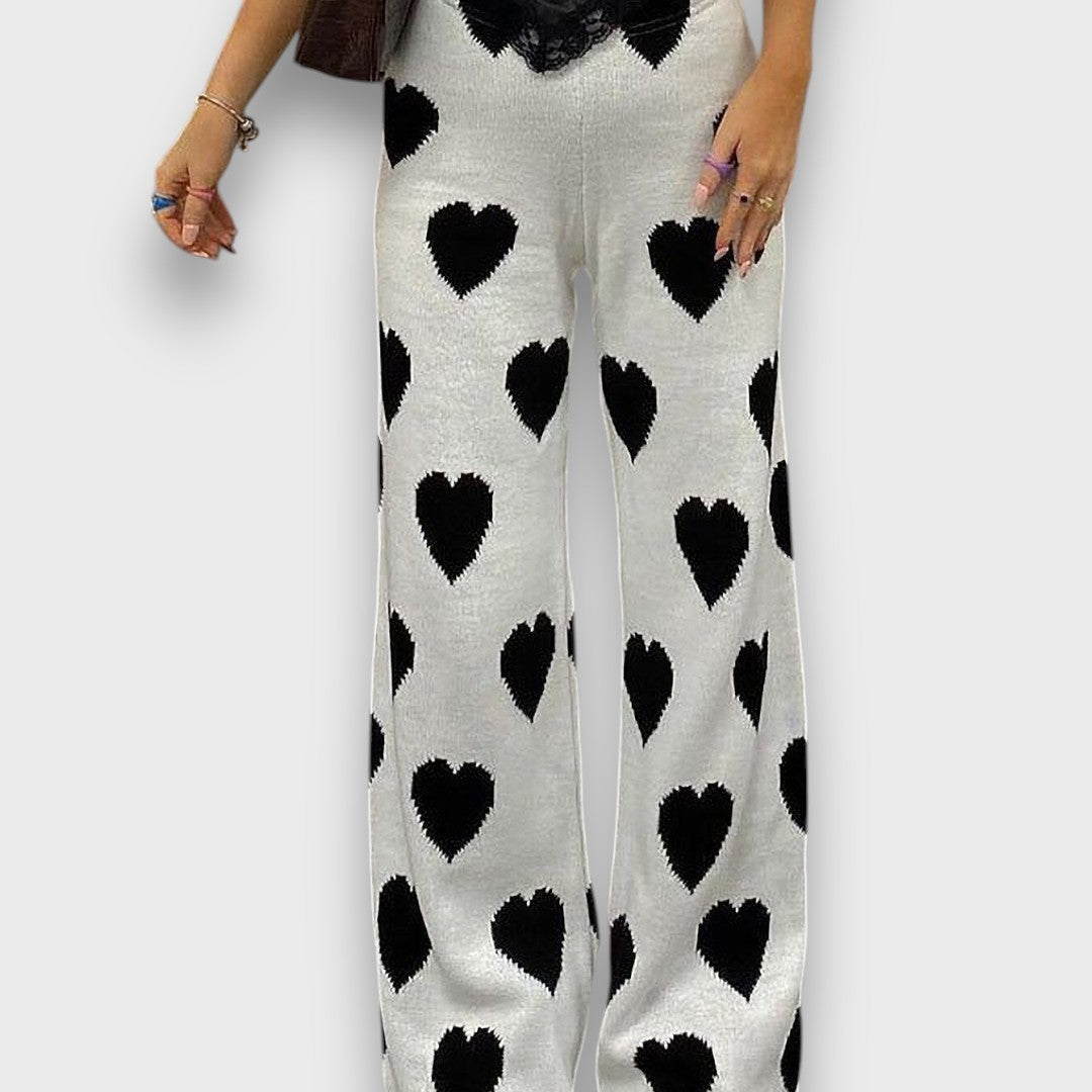 Nuvia – Weite Hose mit Herzmuster