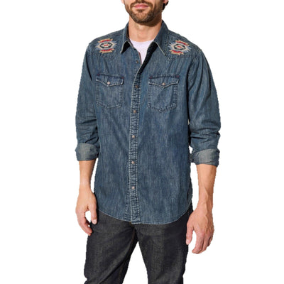 Herren Denim-Hemd mit gestickten Details Aliams