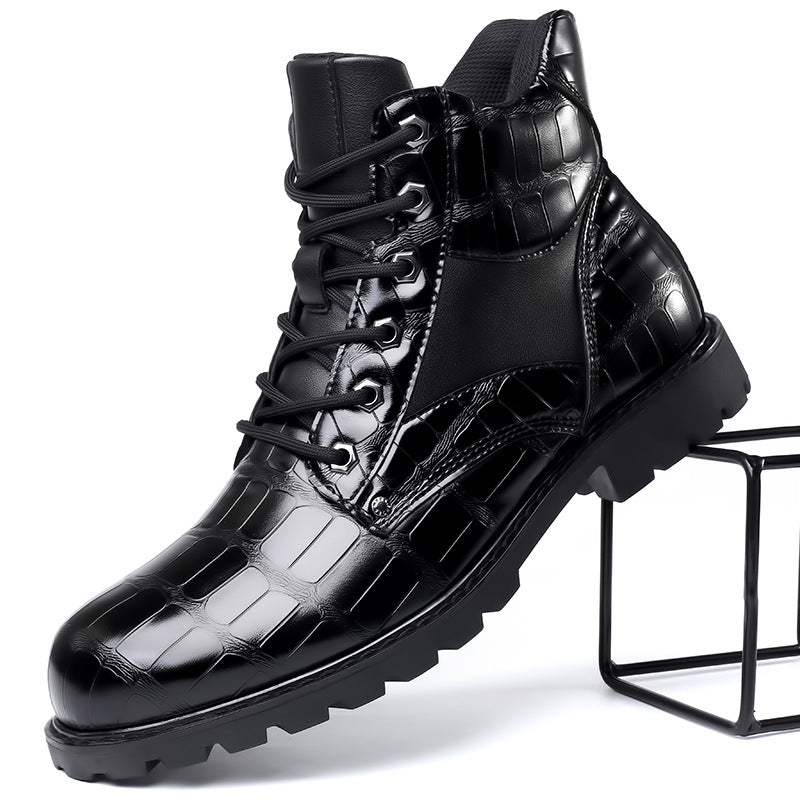 DANE FERRARA CROC LEATHER BOOTS