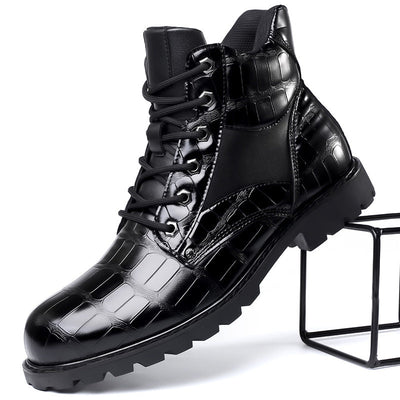 DANE FERRARA CROC LEATHER BOOTS