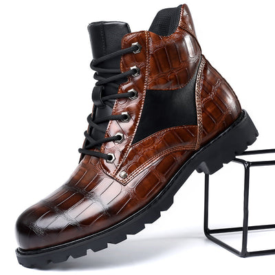 DANE FERRARA CROC LEATHER BOOTS
