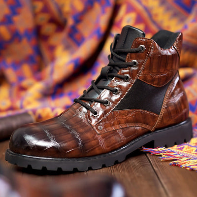 DANE FERRARA CROC LEATHER BOOTS