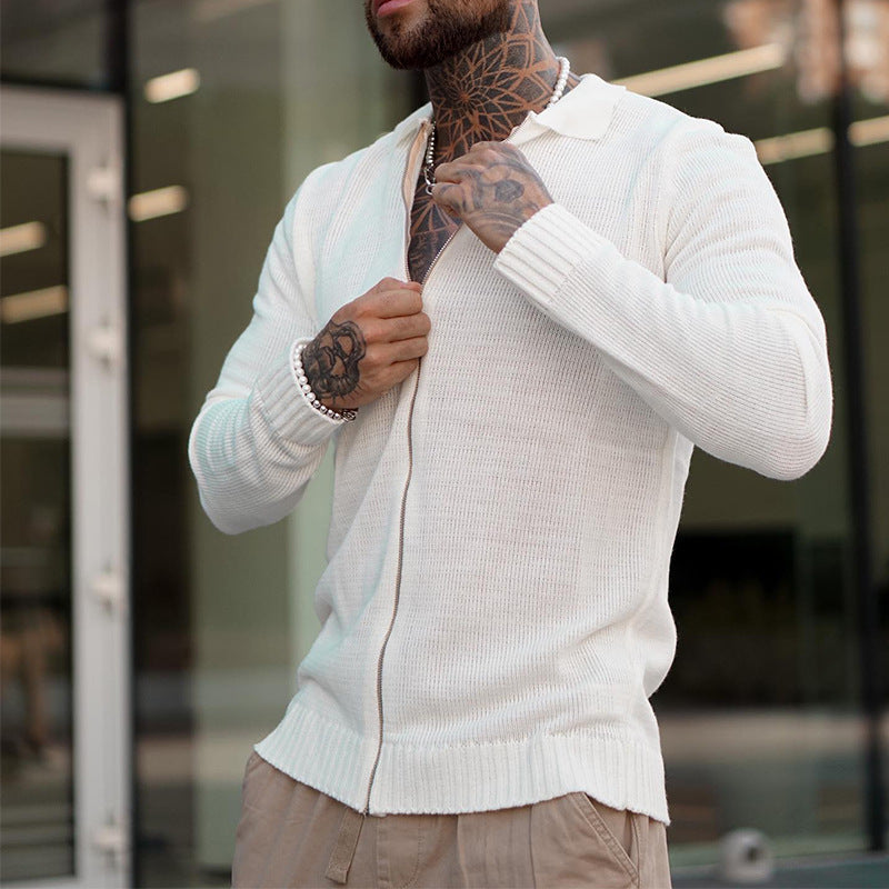 Herren lässiger Strickpulli mit Reißverschluss Aliams