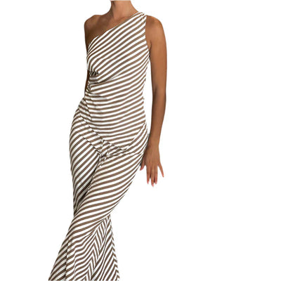 Laila - Ein-Schulter-Jumpsuit mit gestreiften, weiten Beinen