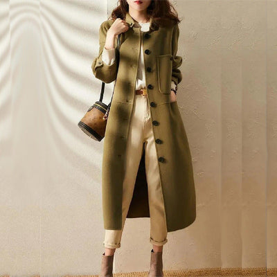 Eleganter Damen Wintermantel – Lang & Warm – Stilvoller Trenchcoat