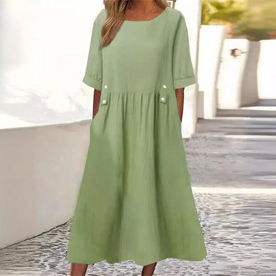 Hyacinth – Lässiges, locker geschnittenes Midikleid mit Taschen