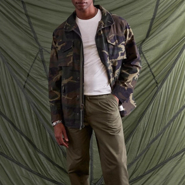 Herren lässige Utility-Jacke mit praktischen Taschen und hohem Kragen Aliams