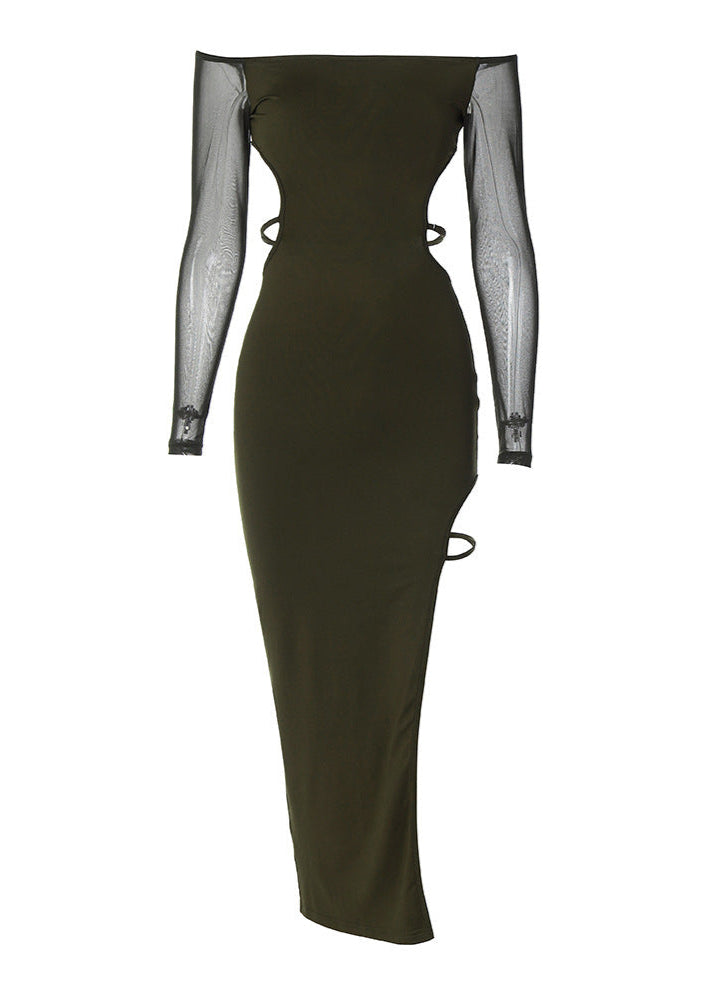Damenkleid mit Off-Shoulder-Schnitt und eleganten Rüschen