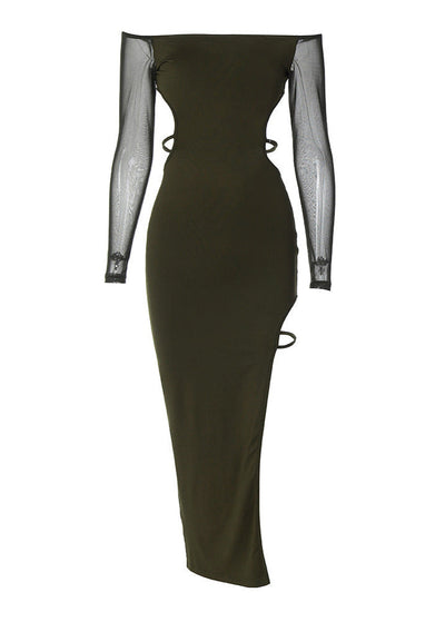 Damenkleid mit Off-Shoulder-Schnitt und eleganten Rüschen