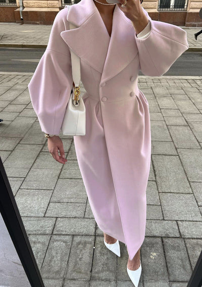 Eleganter langer Damen Trenchcoat – Reverskragen & Laternenärmel – Modern