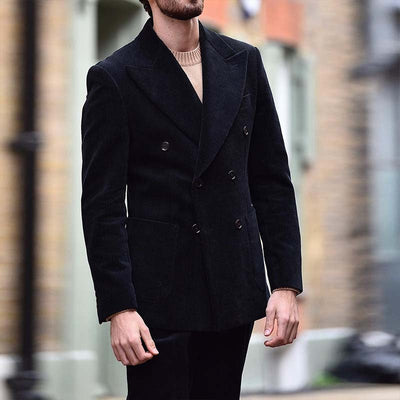 Herren eleganter Cord-Blazer mit doppelter Knopfleiste und praktischen Taschen Aliams