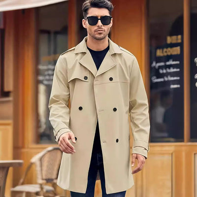Herren eleganter Trenchcoat mit praktischen Taschen Aliams