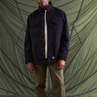 Herren lässige Utility-Jacke mit praktischen Taschen und hohem Kragen Aliams