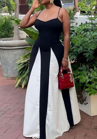 Elegantes Damen Maxikleid mit Kontrast