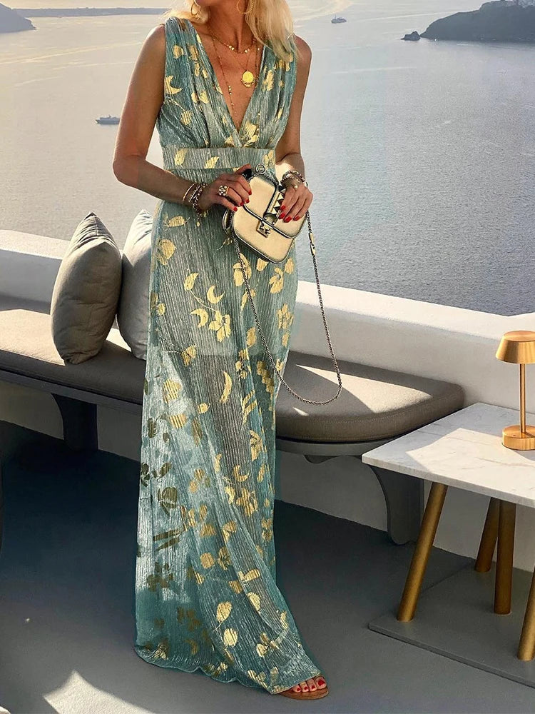 Elegantes Florales Damen Maxikleid