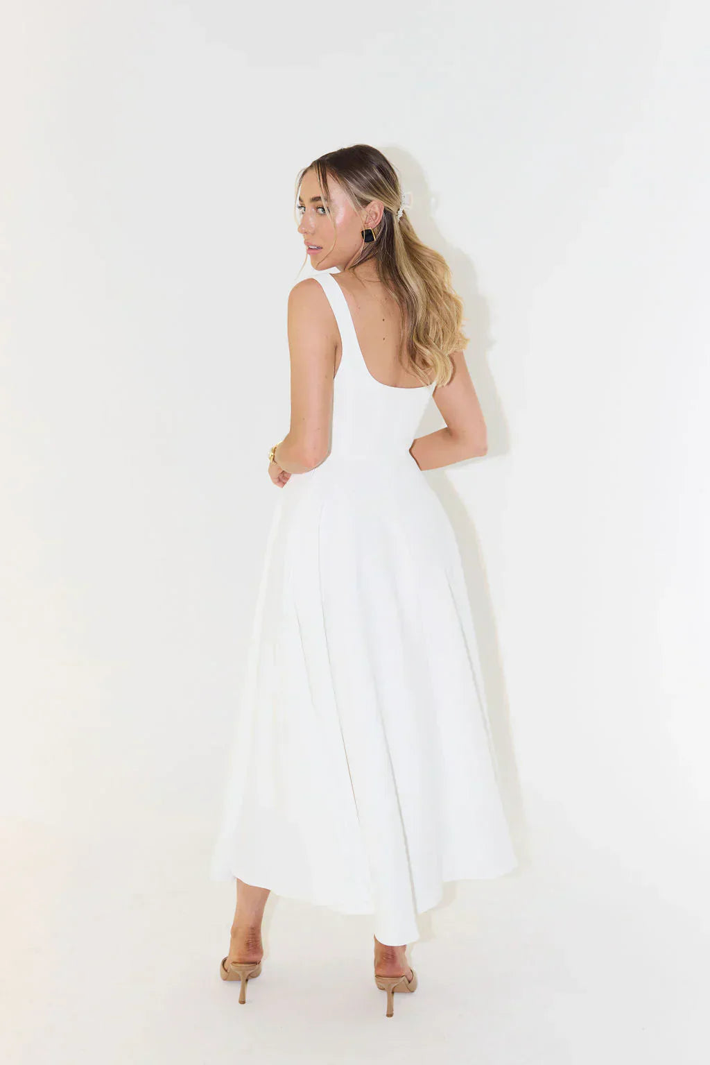 Damen Sommerkleid Baumwolle Leinen Mit Bindeträgern Und A-Linien-Schnitt