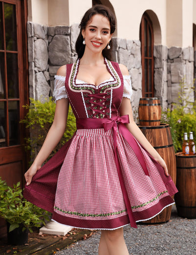 3-teiliges Dirndlset mit Schürze & Bluse – Oktoberfest | Traditionelles Trachtenkleid für festliche Anlässe