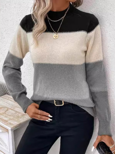WARME STRICKPULLI MIT FARBBLÖCKEN