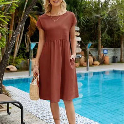 Abitha – Lässiges Baumwollkleid mit A-Linien-Tasche