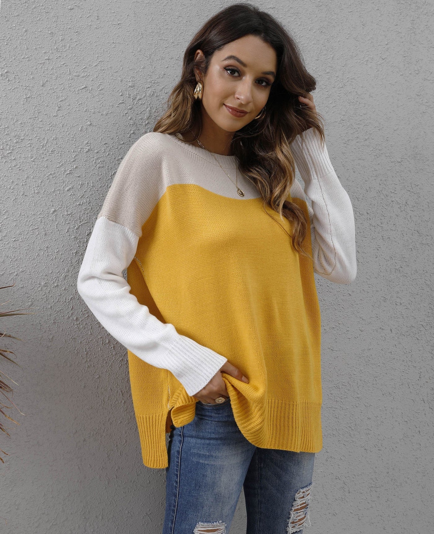 Zweifarbiger Pullover für Damen