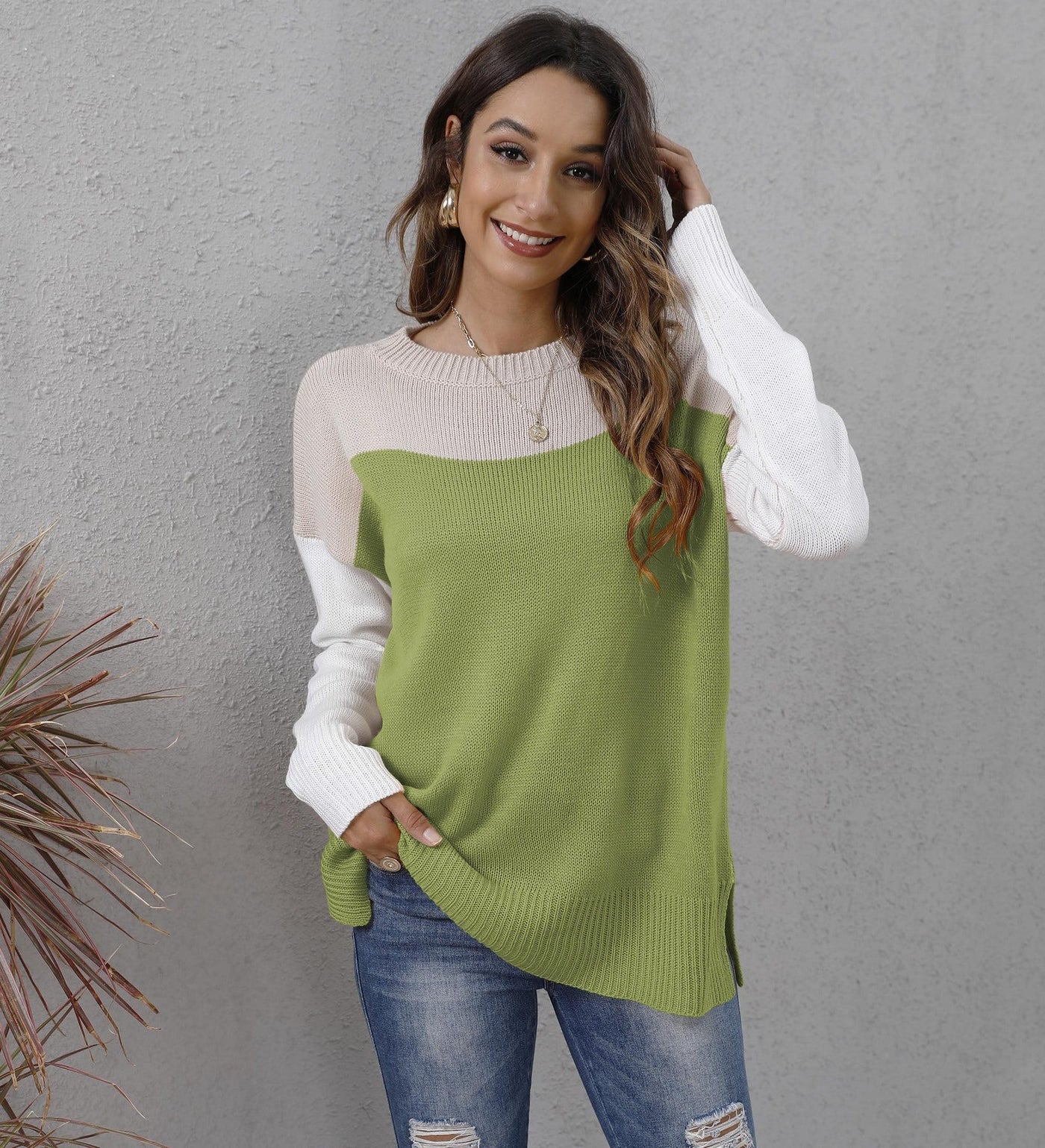 Zweifarbiger Pullover für Damen