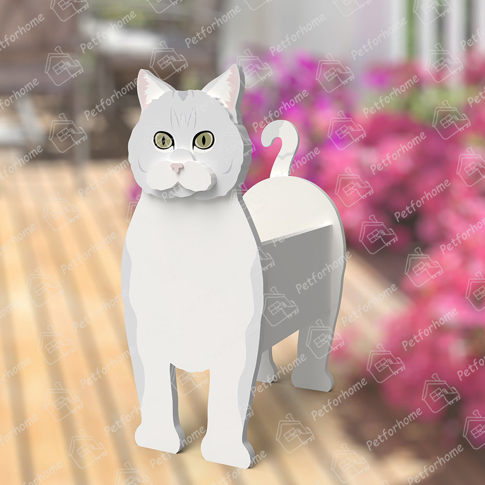 Silberne Farbverlauf Katzen-Blumentopf