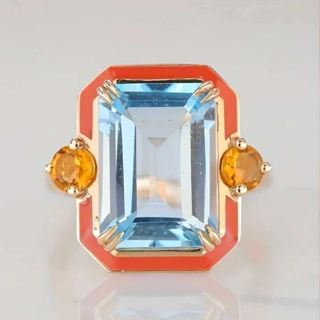 Blauer und roter Vintage-Ring