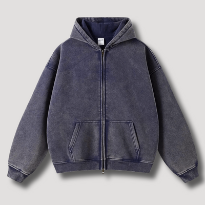 RAVEN WASHED HOODIE MIT REISSVERSCHLUSS