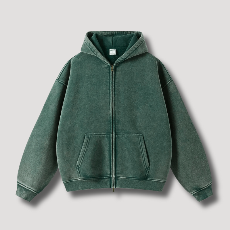 RAVEN WASHED HOODIE MIT REISSVERSCHLUSS