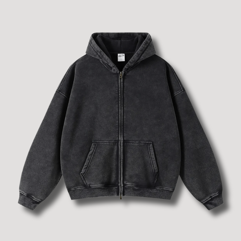 RAVEN WASHED HOODIE MIT REISSVERSCHLUSS