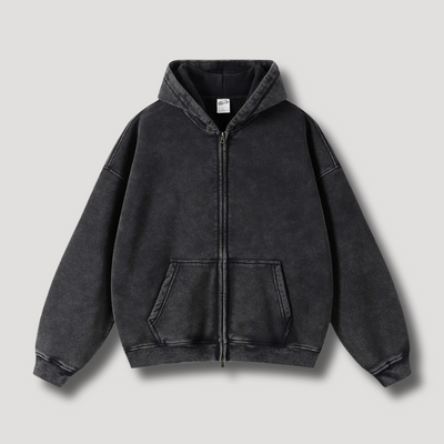 RAVEN WASHED HOODIE MIT REISSVERSCHLUSS