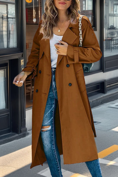 Langer Trenchcoat für Damen | Zweireiher