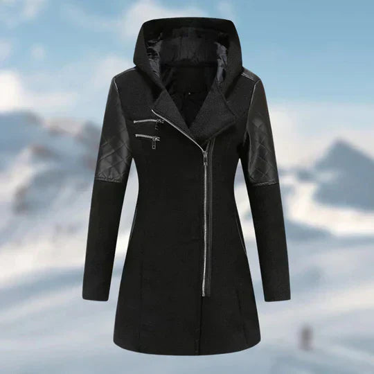 Aurore | Langer warmer Damen-Wintermantel mit Kapuze