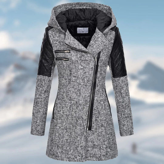 Aurore | Langer warmer Damen-Wintermantel mit Kapuze