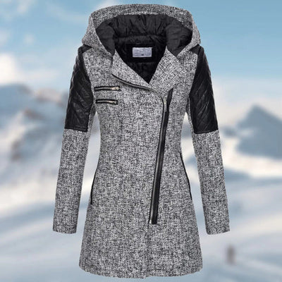 Aurore | Langer warmer Damen-Wintermantel mit Kapuze