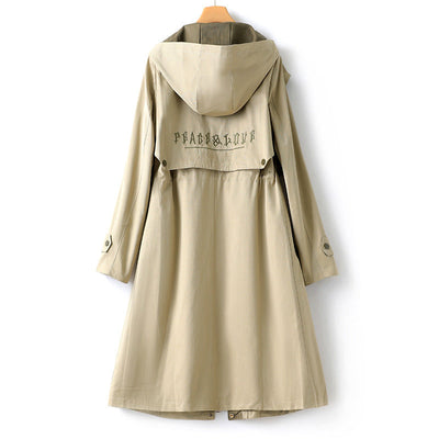 Damen Trenchcoat mit Kapuze – Wasserabweisend & Tailliert – Elegant